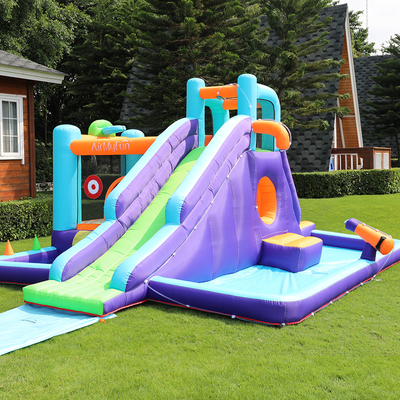 PVC Kids Bounce Backyard Inflatable Slides Tema Disesuaikan
