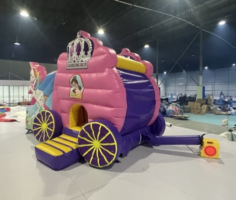 Tema kartun Slide Rumah Bouncing Inflatable Combo Unicorn Horse Bouncy Castle Slides