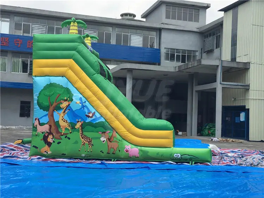 Rumah Bouncing Kastil PVC 0,55mm Dengan Slide Tiup Tema Hewan Hutan