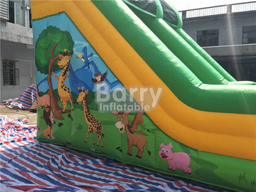 Single Lane Green Jungle Commercial Inflatable Slide Zoo Percetakan Untuk Anak-Anak