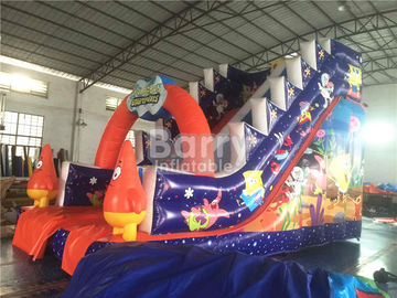 Profesional Spongebob Komersial Inflatable Slide Tahan Api Untuk Anak-Anak Bermain