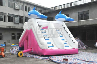 0,55mm Pvc Tarpaulin Bahan Dolphin Pink Inflatable Slide Untuk Kolam Renang
