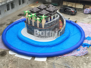Permainan Air Musim Panas Jungle Bertema Inflatable Blow Up Water Park Dengan Pusat Slide