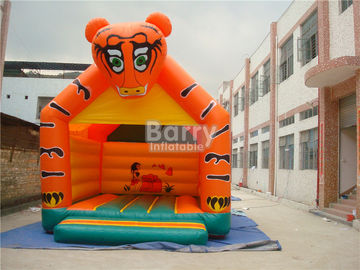 Unsur-unsur hiburan Inflatable Bouncy House Tiger Pattern PVC Tarpaulin 0.55mm