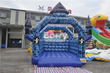 0.55mm PVC Inflatable Bouncer Blue Block Bouncy House Castle Untuk Halloween Festival