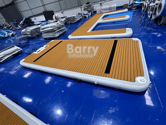 Sun Bathing Swim Play Wakeboard Customized Warna Inflatable Dock Dengan Teak Finish Dan Kapasitas Tinggi