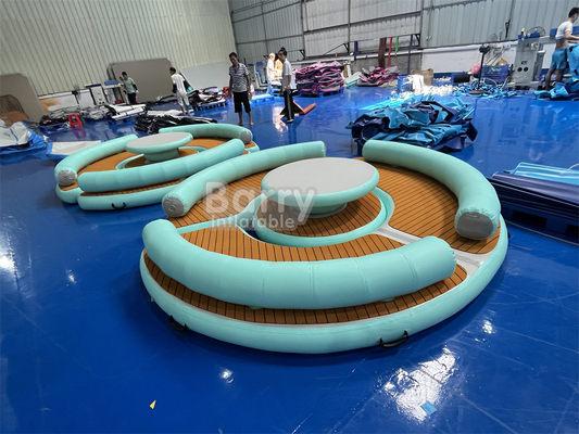 Hiburan Air Warna Disesuaikan Blow Up Dock Inflatable Pontoon Raft Untuk Sungai