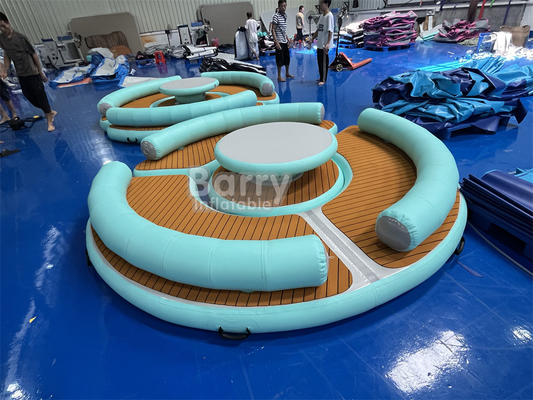 Hiburan Air Warna Disesuaikan Blow Up Dock Inflatable Pontoon Raft Untuk Sungai