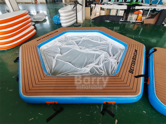 Drop Stitch DWF Material Inflatable Dock Untuk Berenang Dengan Kolam Anti ubur-ubur Untuk Dewasa Dan Anak-anak