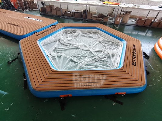 Drop Stitch DWF Material Inflatable Dock Untuk Berenang Dengan Kolam Anti ubur-ubur Untuk Dewasa Dan Anak-anak