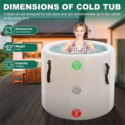 Kuil Air Lapisan Portable Inflatable Ice Bath Tub PVC Drop Stitch Hot Tub Dengan Pompa Tangan Dan Kit Perbaikan
