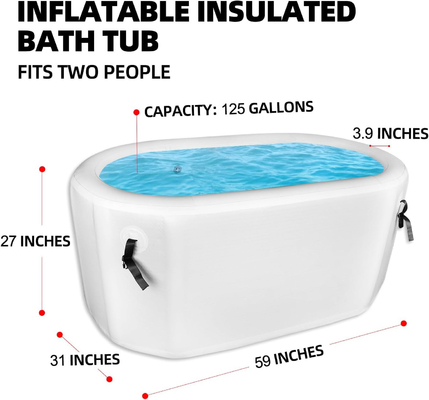 PVC Drop Stitch Biru/ Hitam/ Putih Portable Ice Bath Barrel Cold Plunge Inflatable Tub dengan Tutup