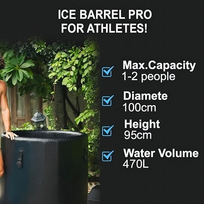 Black Spa Hot Tub Banyo Es Inflatable Banyo Es Untuk Pemulihan Cold Plunge Ice Barrel Bath With Chiller Drop Stitch Fabric
