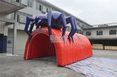 Tahan air PVC Merah Keren Spider Desain Raksasa Tiup Sepak Bola Terowongan, Terowongan Tenda Tiup
