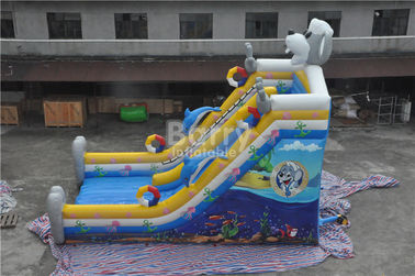 QiQi elephant single lane Blow Up Slide dengan digital printing, dry slide komersial