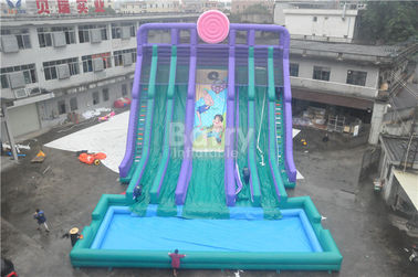 Cool 5 Lanes Giant Inflatable Water Slide Dengan Big Pool / Adult Inflatable Games