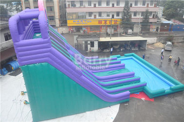 Cool 5 Lanes Giant Inflatable Water Slide Dengan Big Pool / Adult Inflatable Games