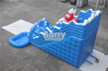 Blue Bear Big Inflatable Water Slides 12x9x7m Dengan 2 Kolam Renang