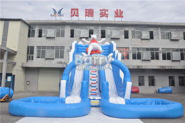 Blue Bear Big Inflatable Water Slides 12x9x7m Dengan 2 Kolam Renang
