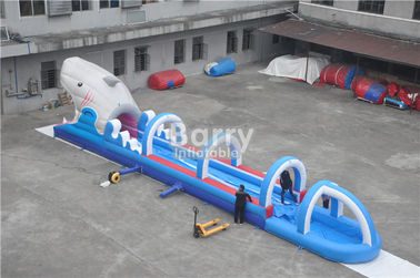 0,55mm PVC Terpal Inflatable Water Slides Untuk Anak-Anak, Kustom Tajam Inflatable