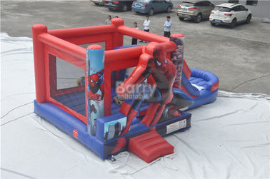 Spiderman Bouncy Castle, Round Inflatable Bouncer Combo Dengan Slide