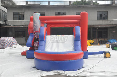 Spiderman Bouncy Castle, Round Inflatable Bouncer Combo Dengan Slide
