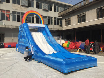 Duable Rainbow Inflatable Water Slide Untuk Anak-Anak, Giant Inflatable Playground