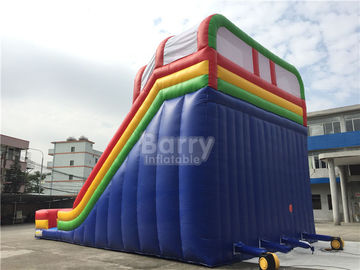 Rainbow Commercial Jalur Ganda Inflatable Dry Slide Untuk Anak-Anak Dengan Logo Percetakan