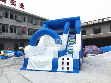 Biru Slide Tiup Komersial Kecil Untuk Anak-Anak / Slide Air Halaman Belakang