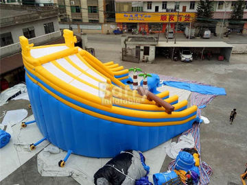 Yellow And Blue Spongebob Inflatable Water Slides Untuk Kolam Renang Dengan Digital Printing