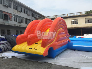 Rectangle Shape Inflatable Pool Dengan Slide Kecil Untuk Bola Air Atau Perahu Dayung