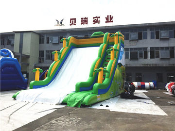 Slide Inflatable Komersial Profesional Untuk Anak-Anak Green Jungle Single Lane