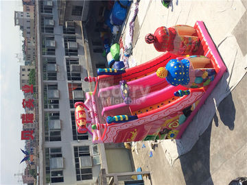 Merah muda Permen 0.55mm PVC terpal Luar Raksasa Inflatable Slide / Blow Up Amusement Park
