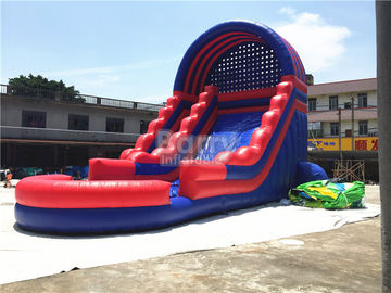 Summer Kids / Adult Inflatable Water Slides Dengan Blower Biru Dan Merah