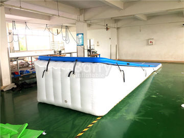 Double Wall Fabric Blue Mengambang Air Inflatable Air Track Ramp Untuk Slide