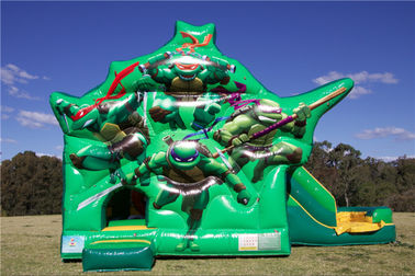 Komersial Teenage Mutant Ninja Turtles Ganda Slide Combo Jumping Castle Untuk Partai Ukuran Custom