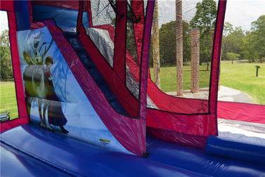 OEM Percetakan Inflatable Bouncer Slide, Komersial Disney Frozen C4 Combo Jumping Castle