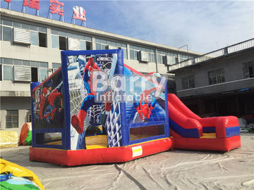 Ukuran Disesuaikan Spiderman Inflatable Combo Jumping Castle Dengan Slide Untuk Zoo Park
