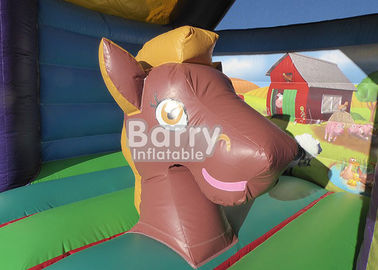 Komersial Anak Inflatable Farm Tema Rumah Bouncing Combo Dengan Slide Untuk Anak-Anak