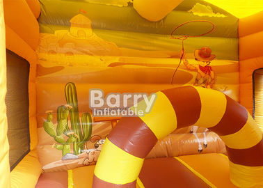 Tema Barat Melompat Castle / Combo Inflatable Dengan Slide Untuk Outdoor