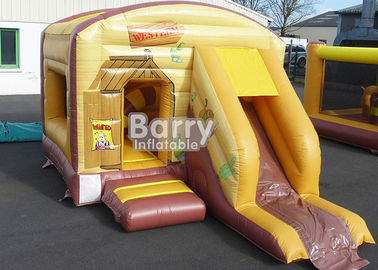 Tema Barat Melompat Castle / Combo Inflatable Dengan Slide Untuk Outdoor