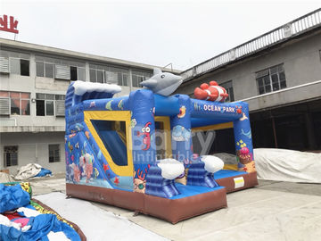 Flame Restitant Sea World Inflatable Bouncer Dengan Slide Combo Full - Digital Printing