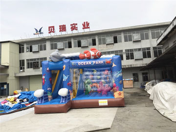 Flame Restitant Sea World Inflatable Bouncer Dengan Slide Combo Full - Digital Printing