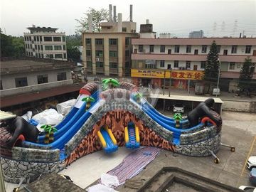 PVC Tarpaulin Giant terbuka Inflatable Water Park Dengan 3 Slide / Inflatable Playground Water Park