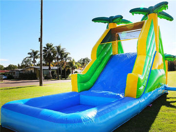 Industrial Residential Tropical Small Pool Inflatable Water Slides 9mL X 3mW X 4.5mH