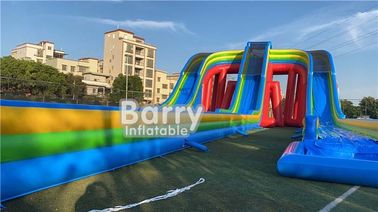 Disesuaikan Giant Rainbow 3 Jalur Inflatable Water Slides Komersial Untuk Dewasa Dan Anak-Anak