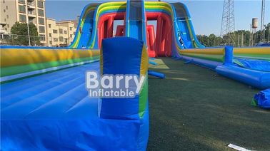 Disesuaikan Giant Rainbow 3 Jalur Inflatable Water Slides Komersial Untuk Dewasa Dan Anak-Anak
