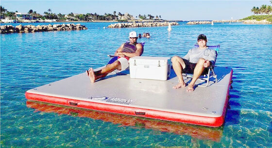 PVC Inflatable Island Floating Yoga Mat Platform Berenang Tiup Rakit