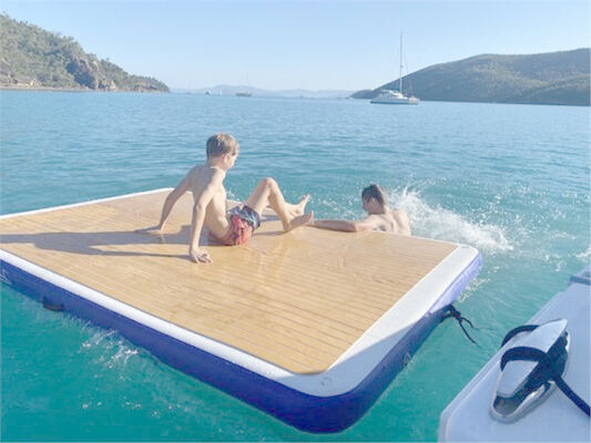 Drop Stitch Inflatable Floating Water Lounge Rakit Kolam Renang Tiup Dermaga Pulau Terapung