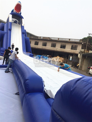Slide Air Tiup PVC Komersial Untuk Taman Hiu Panjang 35 * 10 * 10m